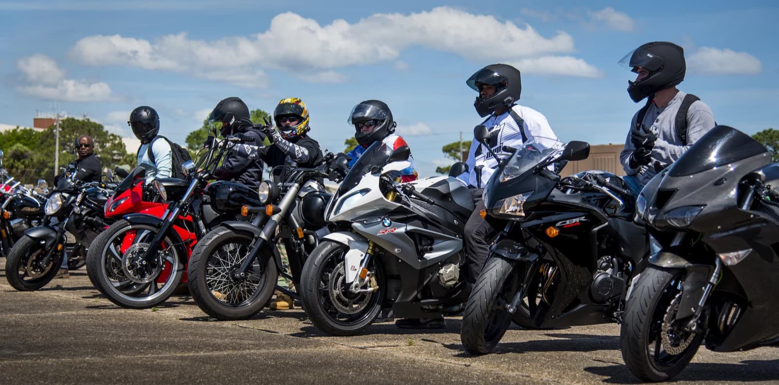 Riders staged in a row waiting to roll out